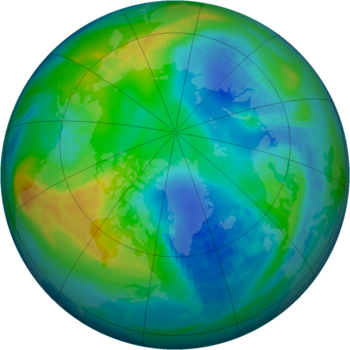Arctic ozone map for 10 November 1985
